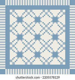 Quilt sewing pattern design. Patchwork block. Vector illustration.