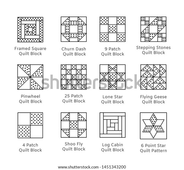 Quilt Sewing Pattern Log Cabin Pinwheel Stock Vector Royalty Free