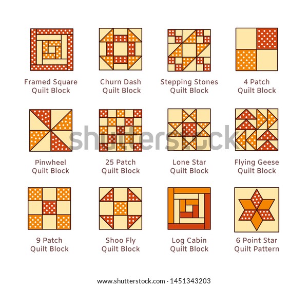 Quilt Sewing Pattern Log Cabin Pinwheel Stock Vector Royalty Free