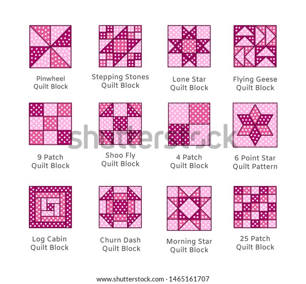 Quilt Sewing Pattern Log Cabin Pinwheel Stock Vector Royalty Free