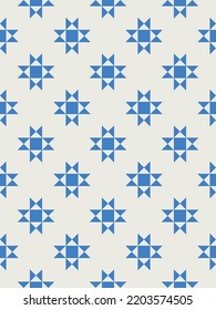 Quilt sewing seamless pattern design. Patchwork block. Vector illustration.