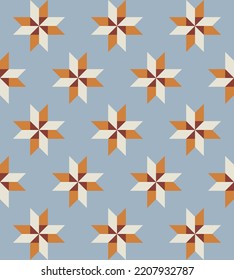 Quilt sewing seamless pattern design. Patchwork block. Vector illustration.