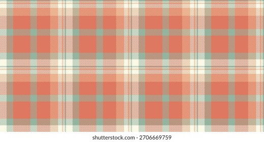 Tejido sin costuras de Vector edredón, tela de tartán rosa a cuadros. Patrón de textura de fondo comprobado en la paleta de colores rojo y pastel.