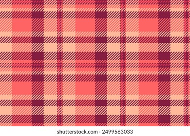 Fondo acolchado a prueba de Vector, patrón de vestir tela escocesa. Textura de tartán sin costuras de la tela de Swatch en la paleta de colores rojo y naranja.