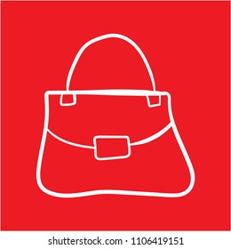 quilted bag doodle icon with red background
