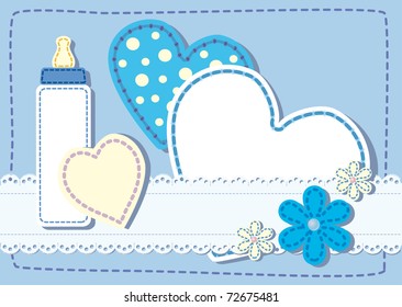 Quilted birth announcement card  a boy