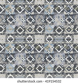 Quilted, boho seamless pattern, patchwork, rustic style. Background texture, wallpaper, wrapping