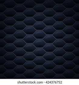 Quilted carbon stitched background pattern  Black color  Upholstery vector illustration 