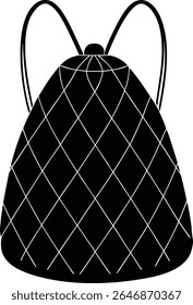 Modelo de montagem de vetor de saco de cordão acolchoado - Design de desenho plano técnico