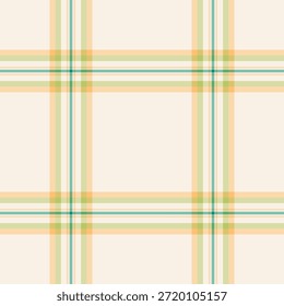 Quilted fabric pattern check, golf plaid tartan seamless. Graph texture vector textile background in old lace and orange colors palette.