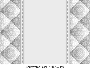 quilted fabric with vintage ornament and copy space
