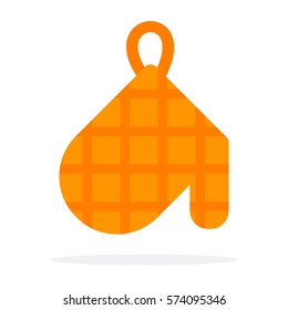 Quilted kitchen glove vector flat material design isolated on white