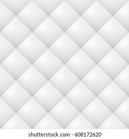 Quilted Pattern Vector. White Soft Neutral Quilt Background Seamless