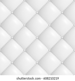 Quilted Pattern Vector  White Soft Neutral Quilt Upholstery Background Seamless
