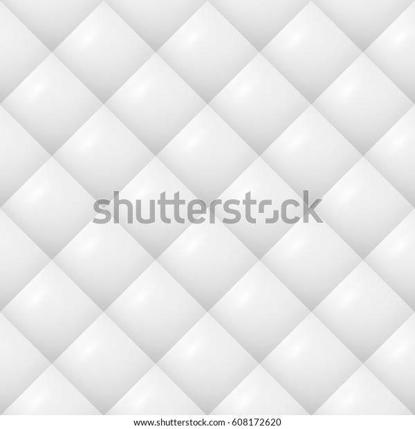 Quilted Pattern Vector. White Soft Neutral Quilt\
Background Seamless