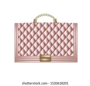 Quilted Pink Bag. Vector Illustration