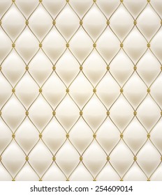 Quilted seamless pattern  Cream color  Golden metallic stitching textile 