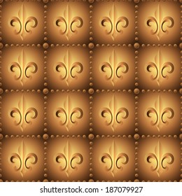 Quilted seamless pattern with royal lily. Vector illustration. 