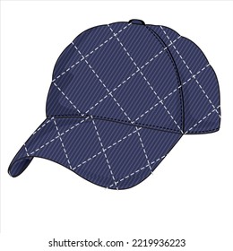 QUILTED UNISEX WEAR SPORTY BASEBALL CAP IN EDITABLE VECTOR