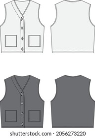 Quilted Vest Fashion Flat Templates Stock Vector (Royalty Free ...