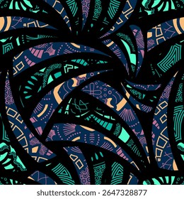 quilting batik design with curved shape