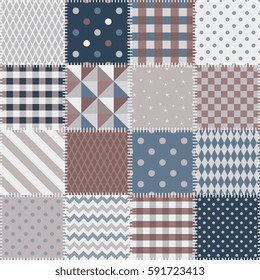  Quilting design background. Seamless patchwork pattern. Vector illustration. 