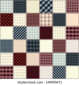 Quilting design in chess order. Seamless background texture.