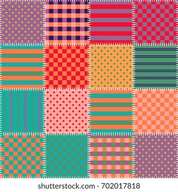 Quilting design. Colorful background. Seamless patchwork pattern. Vector illustration.