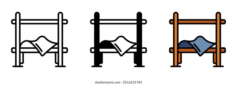 Quilting Frame Icon, A structure that holds fabric layers taut, facilitating precise stitching or quilting, used for creating quilts or blankets.