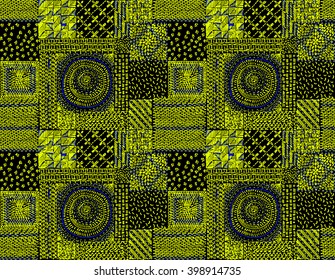 Quilting, patchwork, embroidery, seamless vector pattern.