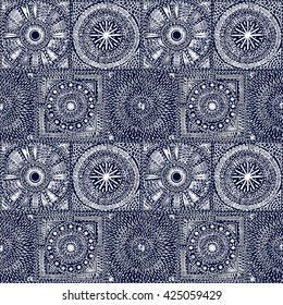 Quilting, patchwork, embroidery, seamless vector pattern.