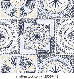 Quilting, patchwork, embroidery, seamless vector pattern. 