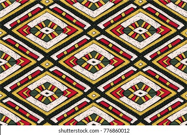 Quilting, patchwork, Indian embroidery, seamless vector geometric pattern. Ethnic vertical ornament. Tribal vector texture. Indian, Mexican, folk pattern with diamonds and triangles.
