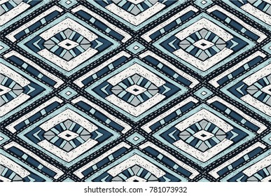 Quilting, patchwork, Indian embroidery, seamless vector geometric pattern. Ethnic vertical ornament. Tribal vector texture. Indian, Mexican, folk pattern with diamonds and triangles.