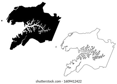 Quinara Region (Republic of Guinea-Bissau, Regions of Guinea Bissau) map vector illustration, scribble sketch Quinara map