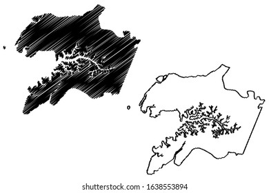 Quinara Region (Republic of Guinea-Bissau, Regions of Guinea Bissau) map vector illustration, scribble sketch Quinara map