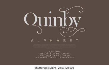 Quinby tipografia beleza moda elegante minimalista serif italic fontes decorativo casamento vintage retro logos. Logotipo de fonte de luxo mínimo alfabeto. Ilustração vetorial