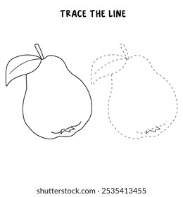 Quince coloring pages for kids. Trace and color Quince. Quince line art vector for coloring books isolated on white background. Kindergarten and preschool worksheets printable for kids. 