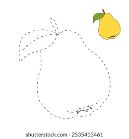 Quince coloring pages for kids. Trace and color Quince. Quince line art vector for coloring books isolated on white background. Kindergarten and preschool worksheets printable for kids. 