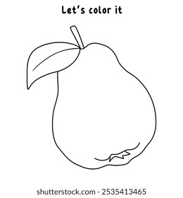 Dibujos de Quince para colorear para niños. Trazo y color Quince. Vector de arte de línea de membrillo para colorear libros aislados sobre fondo blanco. Hojas de trabajo de jardín de infantes y preescolar imprimibles para niños. 