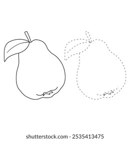 Quince coloring pages for kids. Trace and color Quince. Quince line art vector for coloring books isolated on white background. Kindergarten and preschool worksheets printable for kids. 