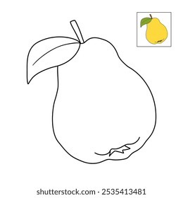 Dibujos de Quince para colorear para niños. Trazo y color Quince. Vector de arte de línea de membrillo para colorear libros aislados sobre fondo blanco. Hojas de trabajo de jardín de infantes y preescolar imprimibles para niños. 