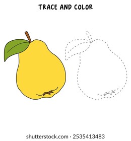 Dibujos de Quince para colorear para niños. Trazo y color Quince. Vector de arte de línea de membrillo para colorear libros aislados sobre fondo blanco. Hojas de trabajo de jardín de infantes y preescolar imprimibles para niños. 