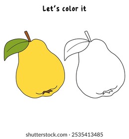 Dibujos de Quince para colorear para niños. Trazo y color Quince. Vector de arte de línea de membrillo para colorear libros aislados sobre fondo blanco. Hojas de trabajo de jardín de infantes y preescolar imprimibles para niños. 