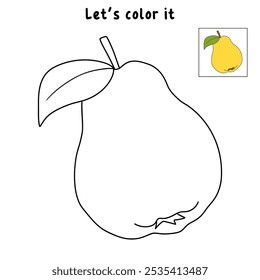 Dibujos de Quince para colorear para niños. Trazo y color Quince. Vector de arte de línea de membrillo para colorear libros aislados sobre fondo blanco. Hojas de trabajo de jardín de infantes y preescolar imprimibles para niños. 