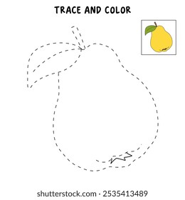 Dibujos de Quince para colorear para niños. Trazo y color Quince. Vector de arte de línea de membrillo para colorear libros aislados sobre fondo blanco. Hojas de trabajo de jardín de infantes y preescolar imprimibles para niños. 