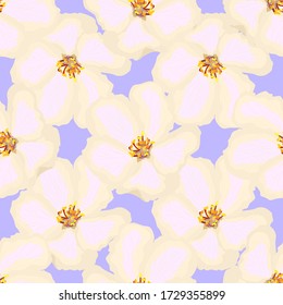 Quince flowers seamless pattern. EPS10 vector illustration.