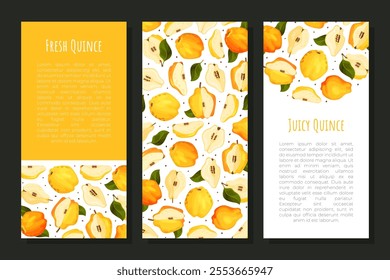 Quince Fruit Banner Design with Ripe Crop Vector Template