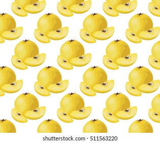 Quince, fruit, flat. Vector. Illustration. Pattern.