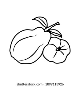 Icono De Fruta De Quince. Logo del Signo de Ilustración de Diseño del Vector.